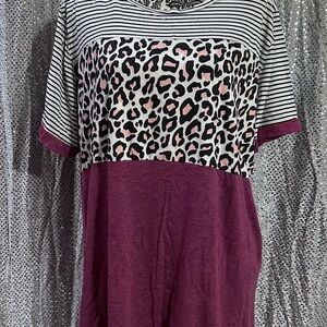 Boutique Striped and Leopard Print Top